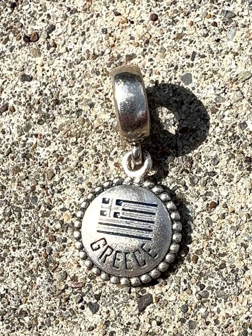 Pandora Silver Greece Flag Dangle Charm